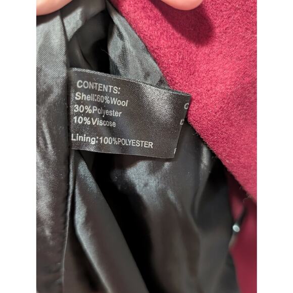COLLECTION BY GALLERY Red Women's M Lined Peacoat Coat Jacket 100% Wool - Picture 8 of 10